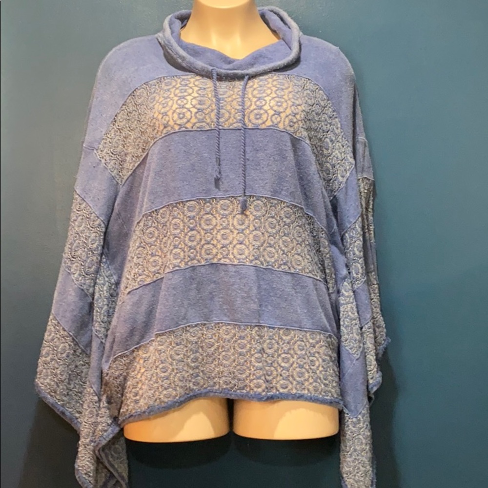 Free People lace poncho with cowl neck